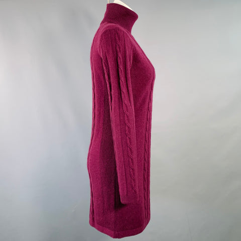Robe pull col roulé en cachemire à torsades MAGASCHONI taille XS violet marron