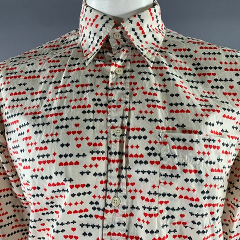 ADAM KIMMEL Size L Cream Red Black Graphic Cotton Long Sleeve Shirt