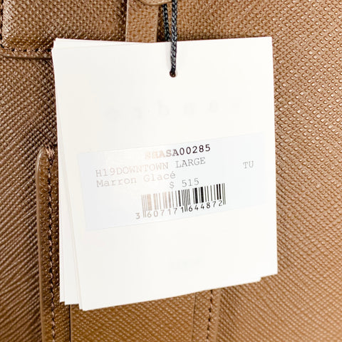 SANDRO -H19 Downtown Large- Brown Textured Leather Briefcase