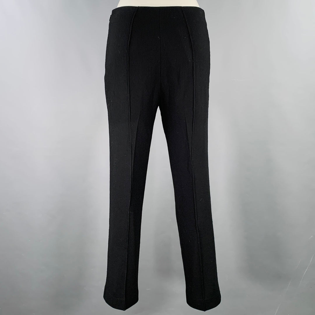 FENDI Size 6 Black Virgin Wool Side Zipper Casual Pants