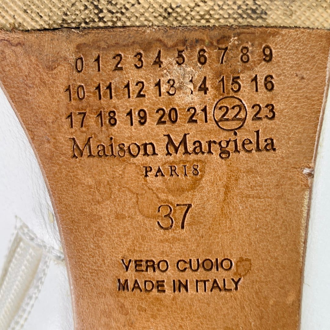 MAISON MARGIELA Size 7 White Natural Leather Peep Toe Boots