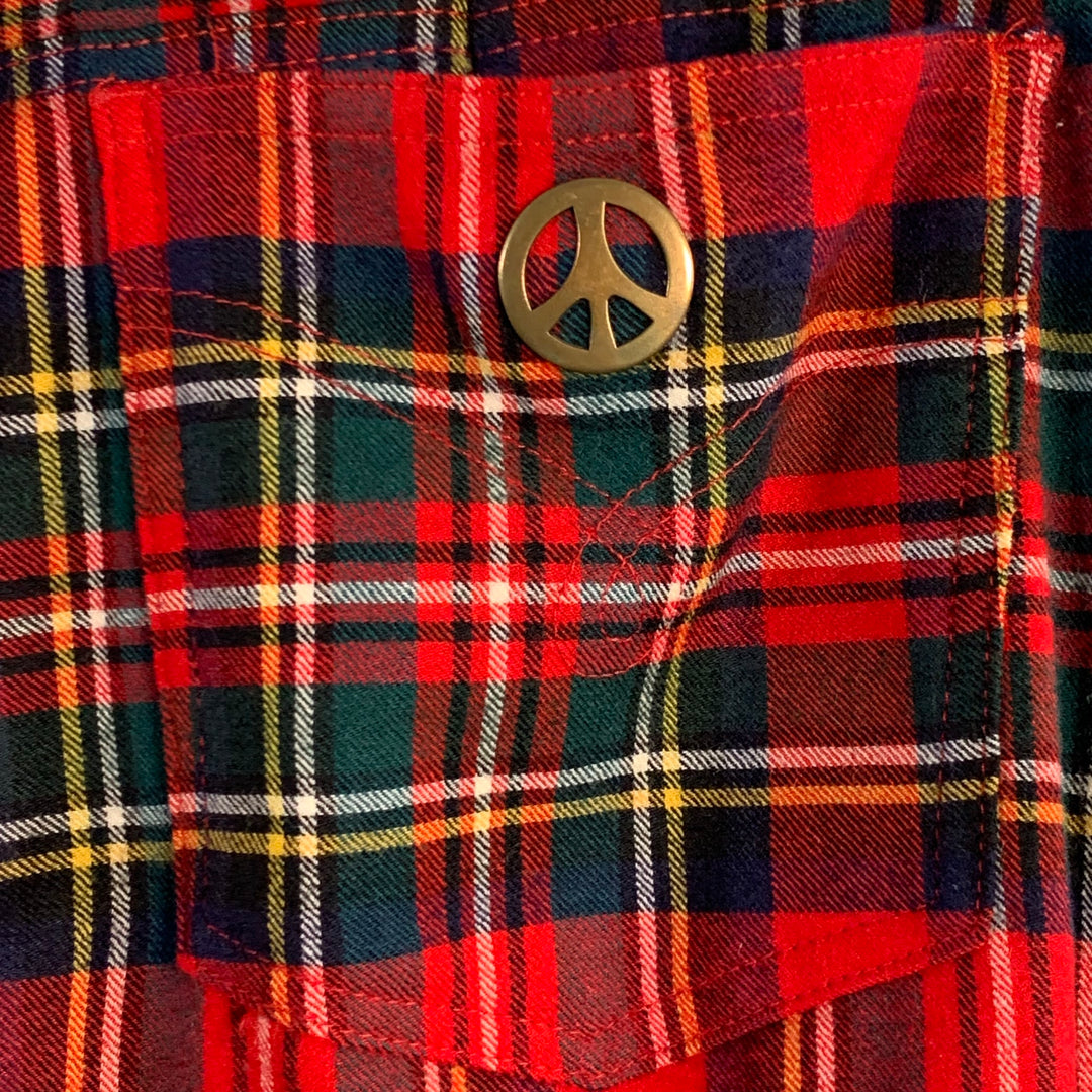 MOSCHINO JEANS Size 32 Red Plaid Wool Blend Jean Cut Casual Pants