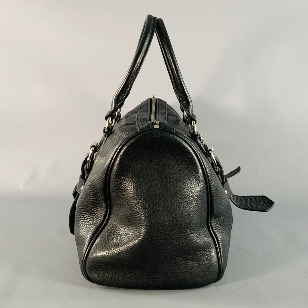 LONGCHAMP x KATE MOSS Black Silver Leather Top Handles Handbag