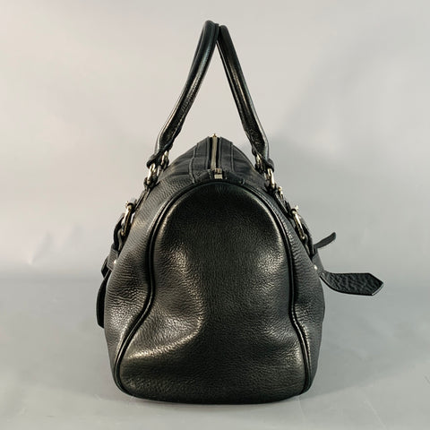LONGCHAMP x KATE MOSS Black Silver Leather Top Handles Handbag