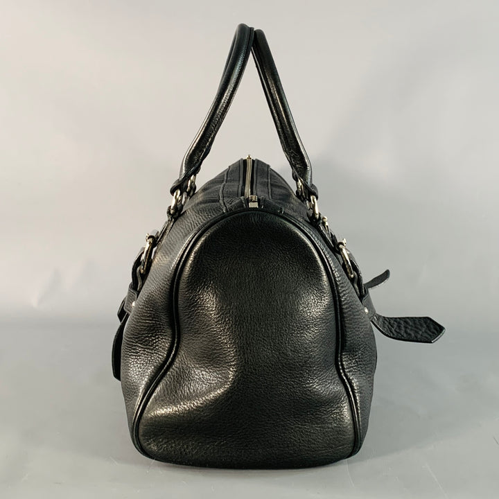 LONGCHAMP x KATE MOSS Black Silver Leather Top Handles Handbag
