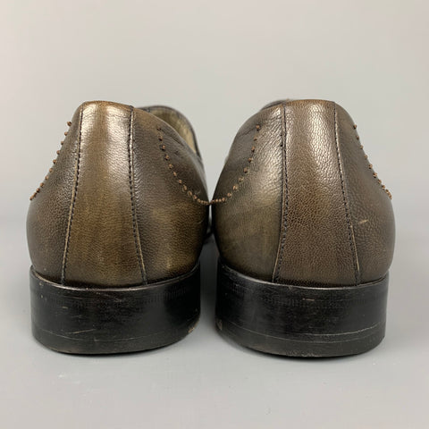 BRUNO MAGLI Size 9 Brown Contrast Stitch Leather Loafers