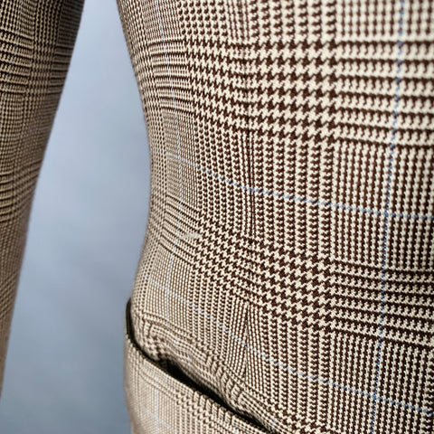 RALPH LAUREN Taille 38 Regular Veste Sport Cachemire Soie Plaid Marron Beige