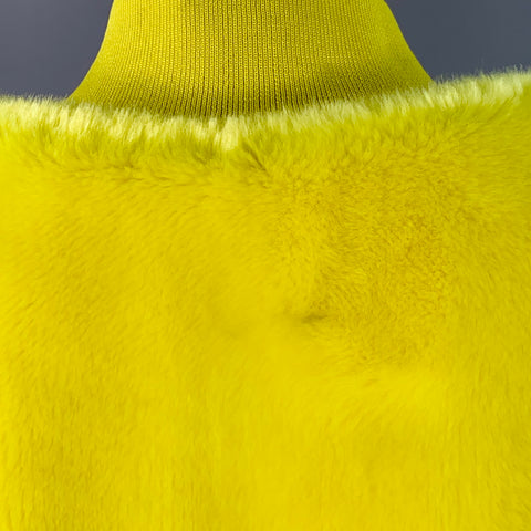 Veste Bomber Oversize Zippée TIBI Taille M en Fausse Fourrure Texturée Acrylique Jaune