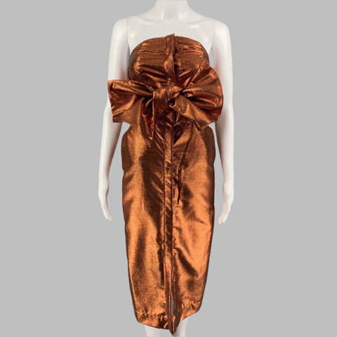 KAMPERETT Size XS Gold Metallic Nylon Blend Strapless Long Dress