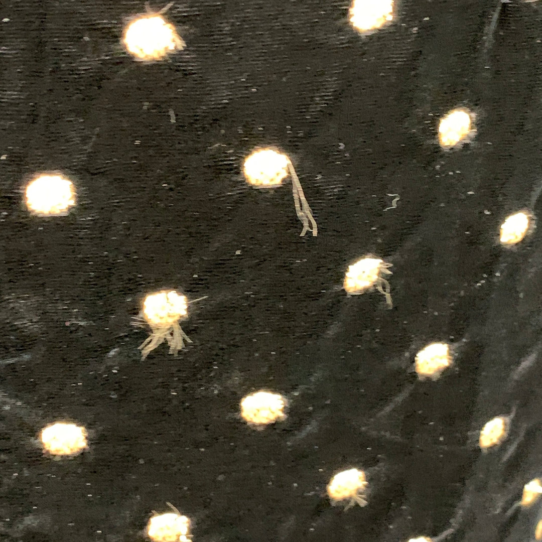 AKRIS Size 14 Black Metallic Gold Velvet Polka Dot Long Sleeve Bow Midi Dress