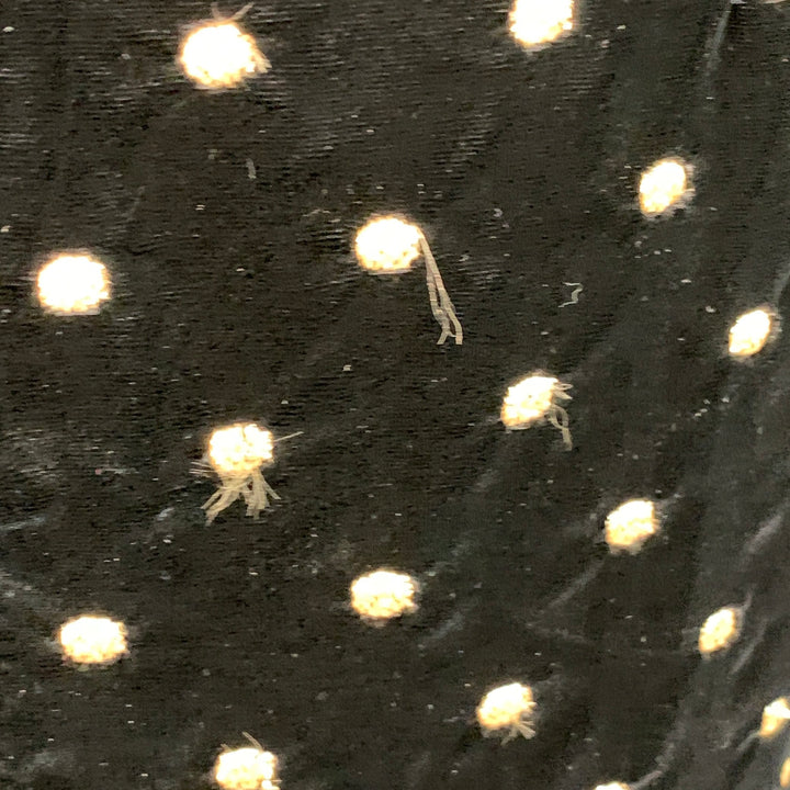 AKRIS Size 14 Black Metallic Gold Velvet Polka Dot Long Sleeve Bow Midi Dress