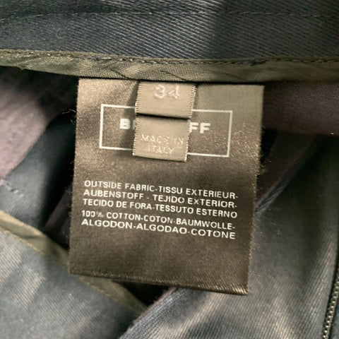 BELSTAFF Talla 34 Pantalón de vestir con bolsillos con solapa de algodón negro
