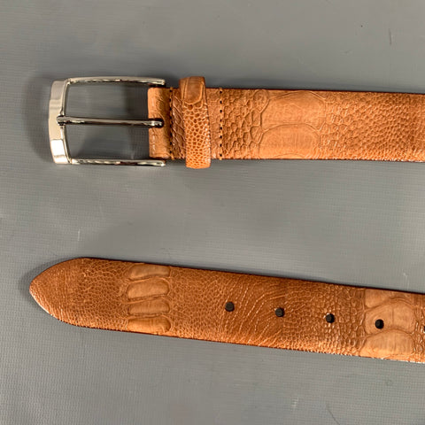 BERGDORF GOODMAN Size 38 Tan Nubuck Ostrich Belt