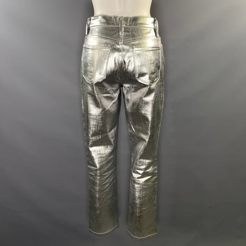 FRAME Size 24 Silver Cotton Metallic Zip Fly Jeans