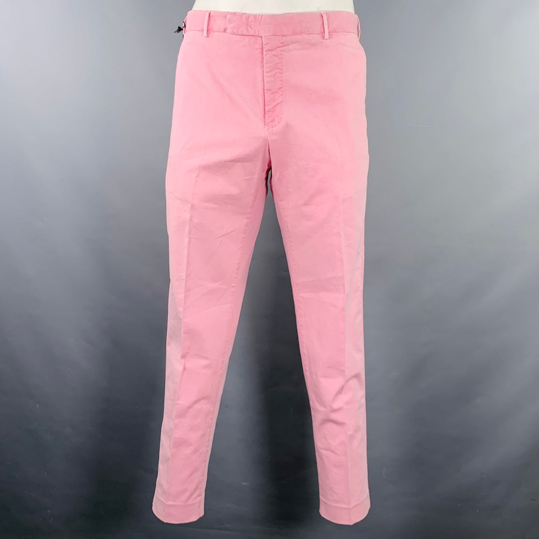 PT TORINO Size 34 Pink Cotton Blend Zip Fly Dress Pants Sui Generis Designer Consignment PT TORINO Size 34 Pink Cotton Blend Zip Fly Dress Pants Sui Generis Designer Consignment