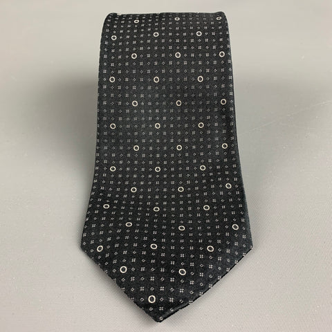 JOHN VARVATOS Black White Dots Silk Tie