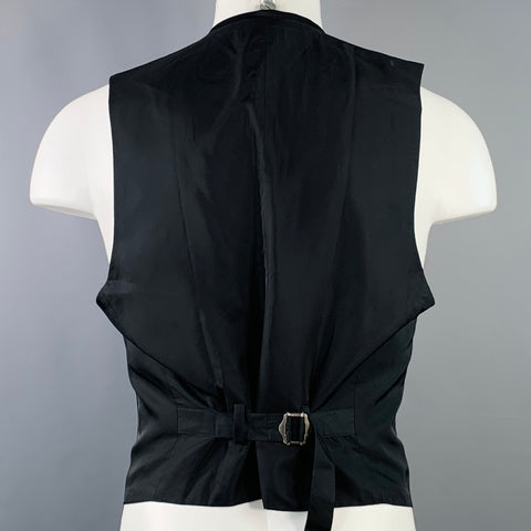 ISSEY MIYAKE Size M Black Pleated Polyester Silk V-Neck Vest