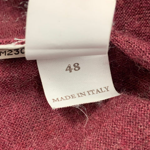 BRUNELLO CUCINELLI Size S Burgundy Cashmere Silk V-Neck Sweater