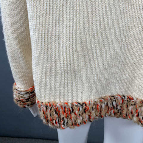 DIRK VAN SAENE Size M Cream Orange Beige Wool Knit Cardigan