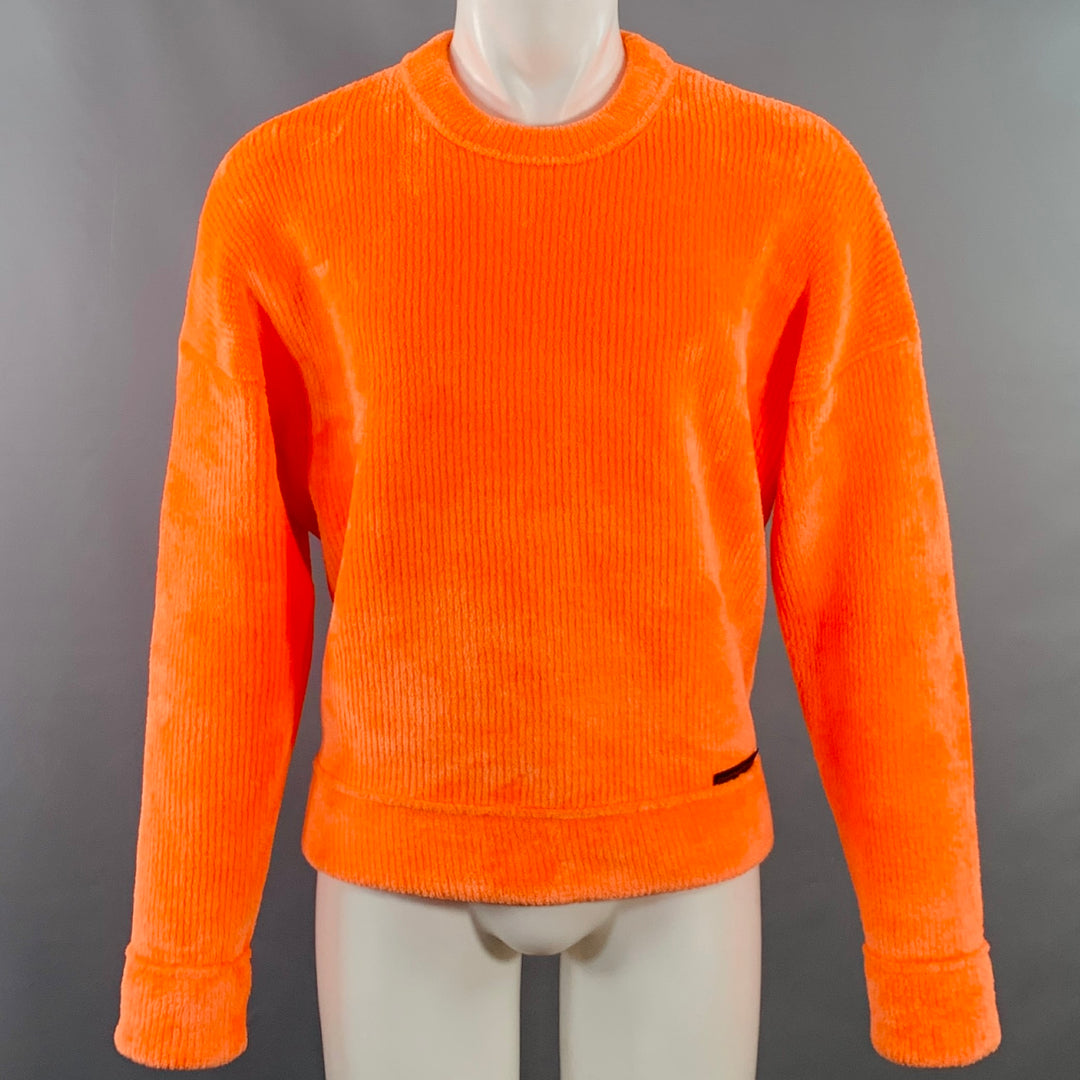 ALEXANDER WANG Size S Orange Ribbed Polyester Blend Oversized Crew Neck Sweater