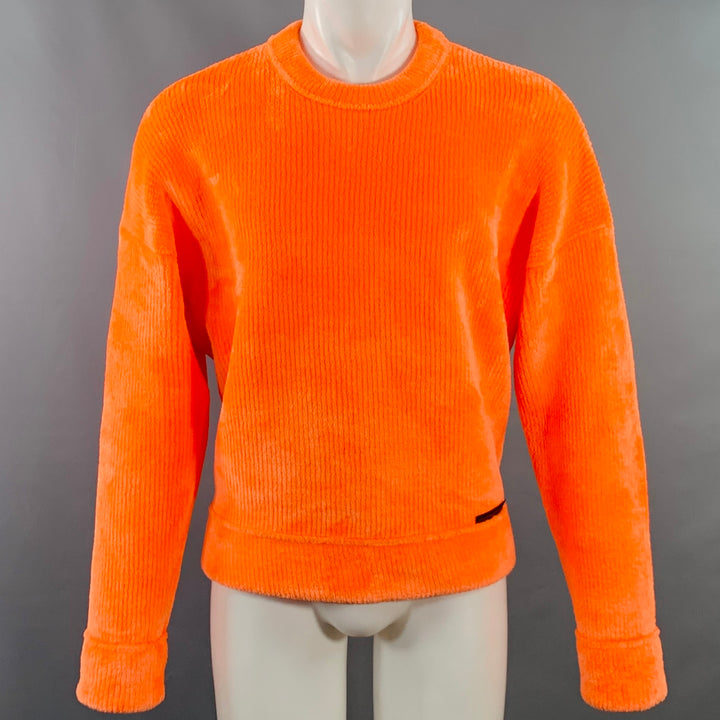 ALEXANDER WANG Size S Orange Ribbed Polyester Blend Oversized Crew Neck Sweater