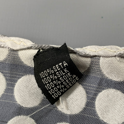VINTAGE Silver Grey Circles Silk Pocket Square
