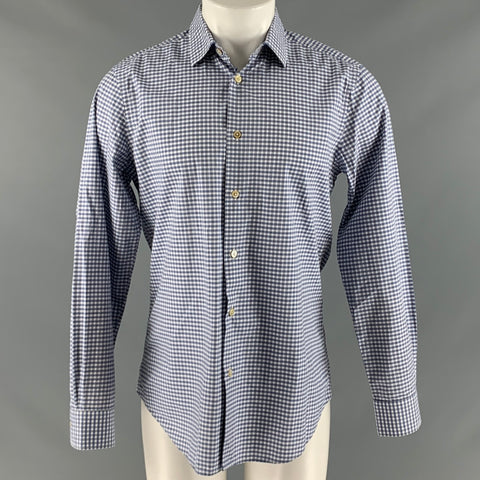 PAUL SMITH Size M Blue White Gingham Cotton Long Sleeve Shirt
