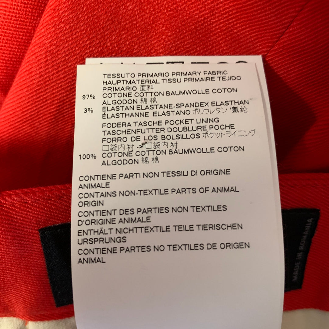 DSQUARED2 Size 34 Red Cotton Elastane Button Fly Pants