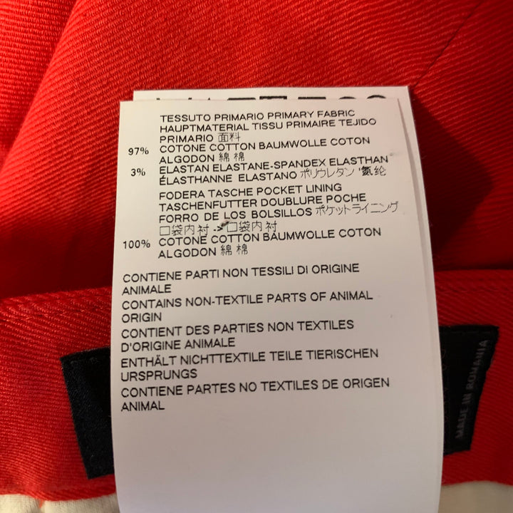 DSQUARED2 Size 34 Red Cotton Elastane Button Fly Pants