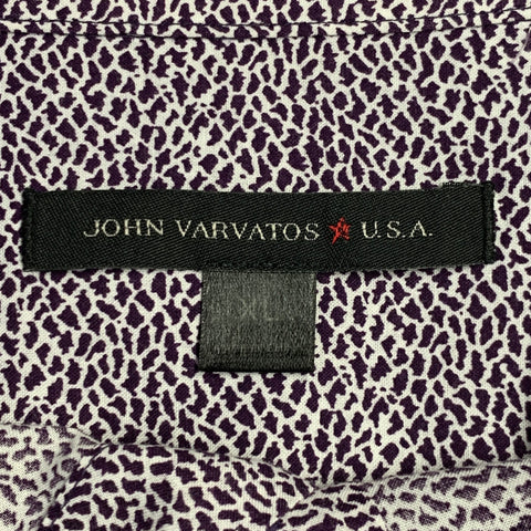 JOHN VARVATOS * U.S.A. Size XL Purple White Abstract Cotton Short Sleeve Shirt