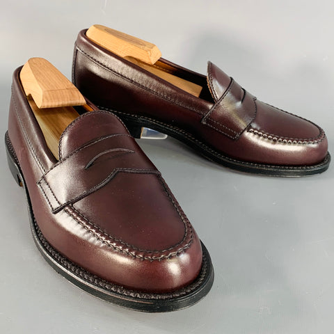 ALDEN Size 6.5 Burgundy Calfskin Leather Handsewn Penny Loafer