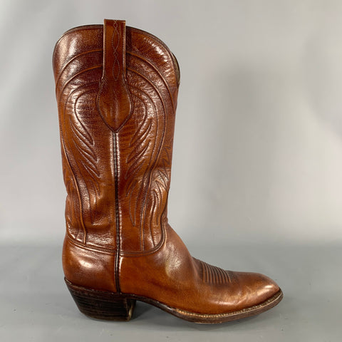 LUCCHESE Size 9 Brown Leather Pull On Boots