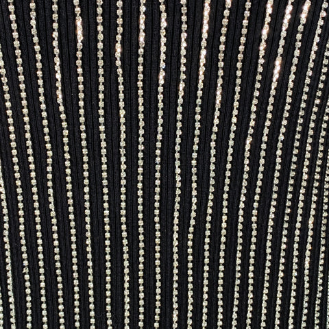 FANG Size M Asymmetrical Rhinestone Black Silver Cotton Blend Sleeveless Square Neck Cocktail Dress