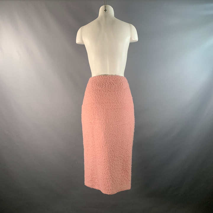 MARNI Size 4 Pink Alpaca Blend Textured Pencil Mid-Calf Skirt