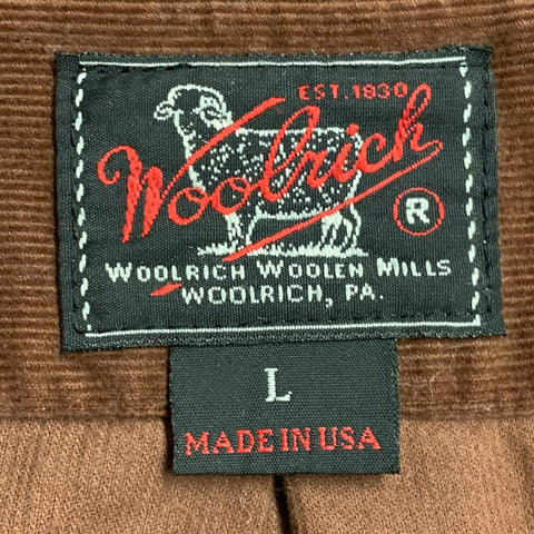 WOOLRICH Size L Brown Corduroy Cotton One Pocket Long Sleeve Shirt