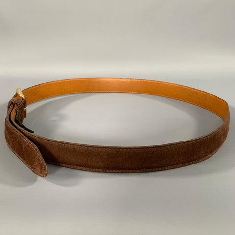 COLE HAAN Size 38 Brown Textured Suede Belt