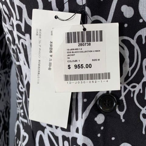 COMME des GARCONS 2019 Size M Black White Print Polyester Coat