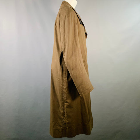 HAIDER ACKERMANN Size S Olive Black White Cotton Raglan Sleeve Coat