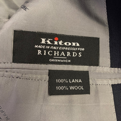 KITON Size L Navy Wool Notch Lapel Suit