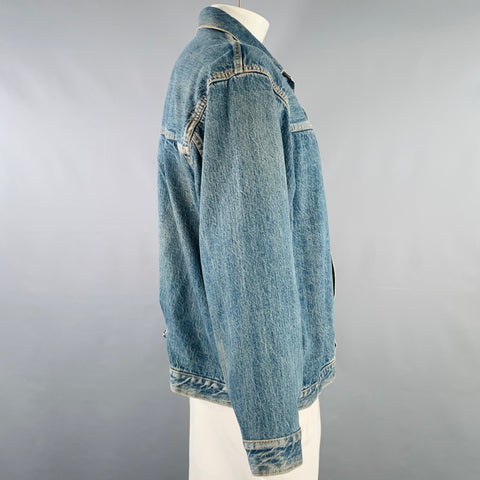 RE/DONE Size XL Blue Cotton Denim Button Up Jacket