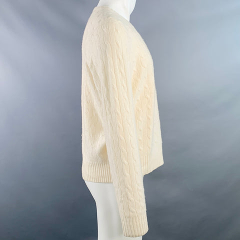 POLO by RALPH LAUREN Taille M Pull col rond en cachemire torsadé crème