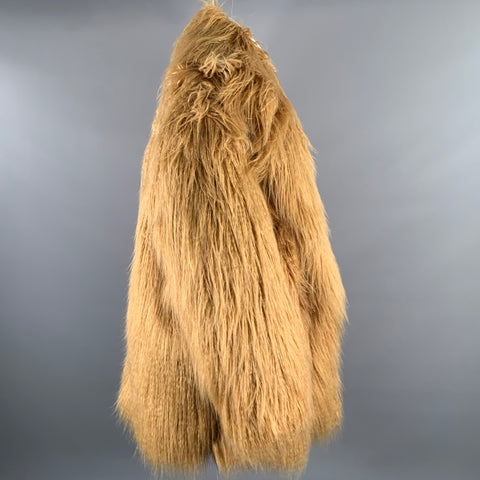 THE FRANKIE SHOP mILEY Size M/L Camel Modacrylic Blend Faux Fur Notch Lapel Coat