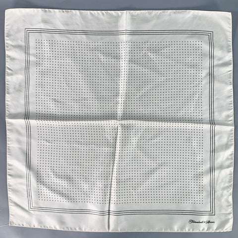 TURNBULL & ASSER Cream Black Polka Dot Silk Pocket Square