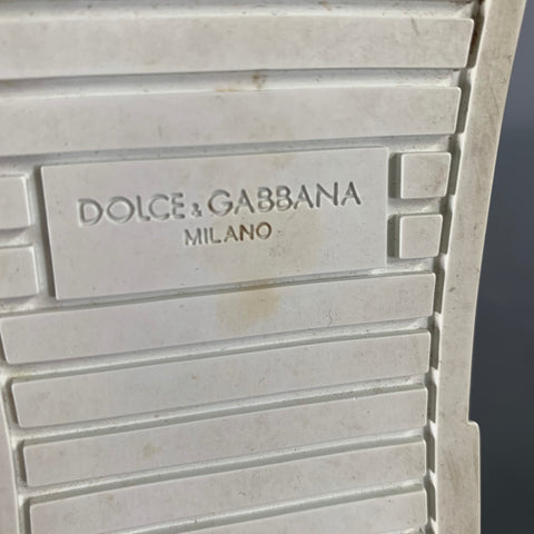 DOLCE & GABBANA Size 7 Yellow Blue Leather Floral Low Top Sneakers