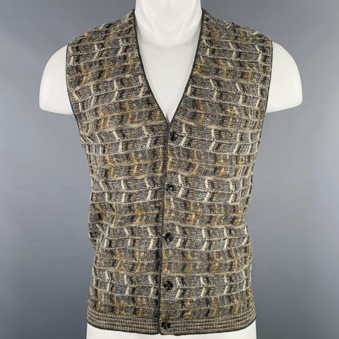 ENZO GOTI Size M Grey Brown Chevron Wool Blend Button Up Vest