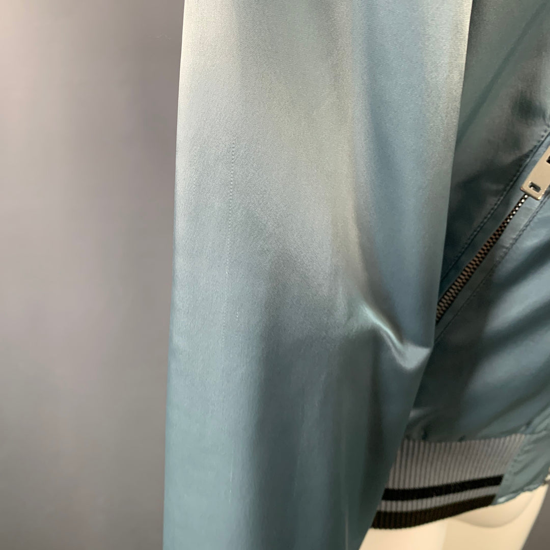 MAISON MARGIELA Size S Blue Grey Contrast Trim Satin Bomber Jacket