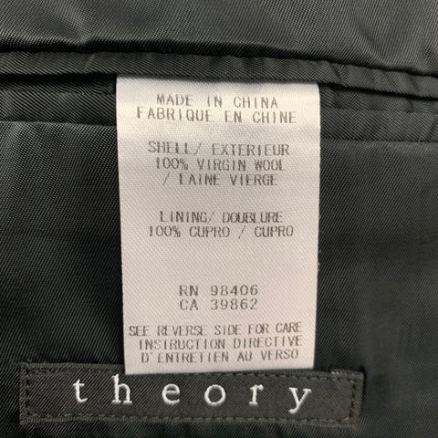 THEORY Size 40 Regular Navy & Black Wool Notch Lapel Sport Coat
