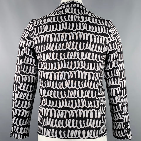 COMME des GARCONS 2019 Size S Black White Print Polyester Jacket