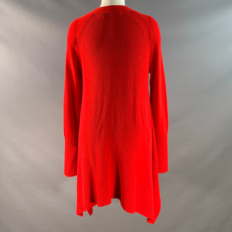 DONNA KARAN Size S Red Merino Wool Cashmere Long Cardigan
