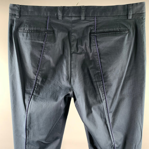 ETRO Size 38 Navy Cotton Blend Pintuck Casual Pants